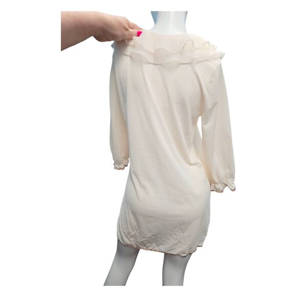 Chic Cream Ruffle Pajama Dress - Picture 6 of 10